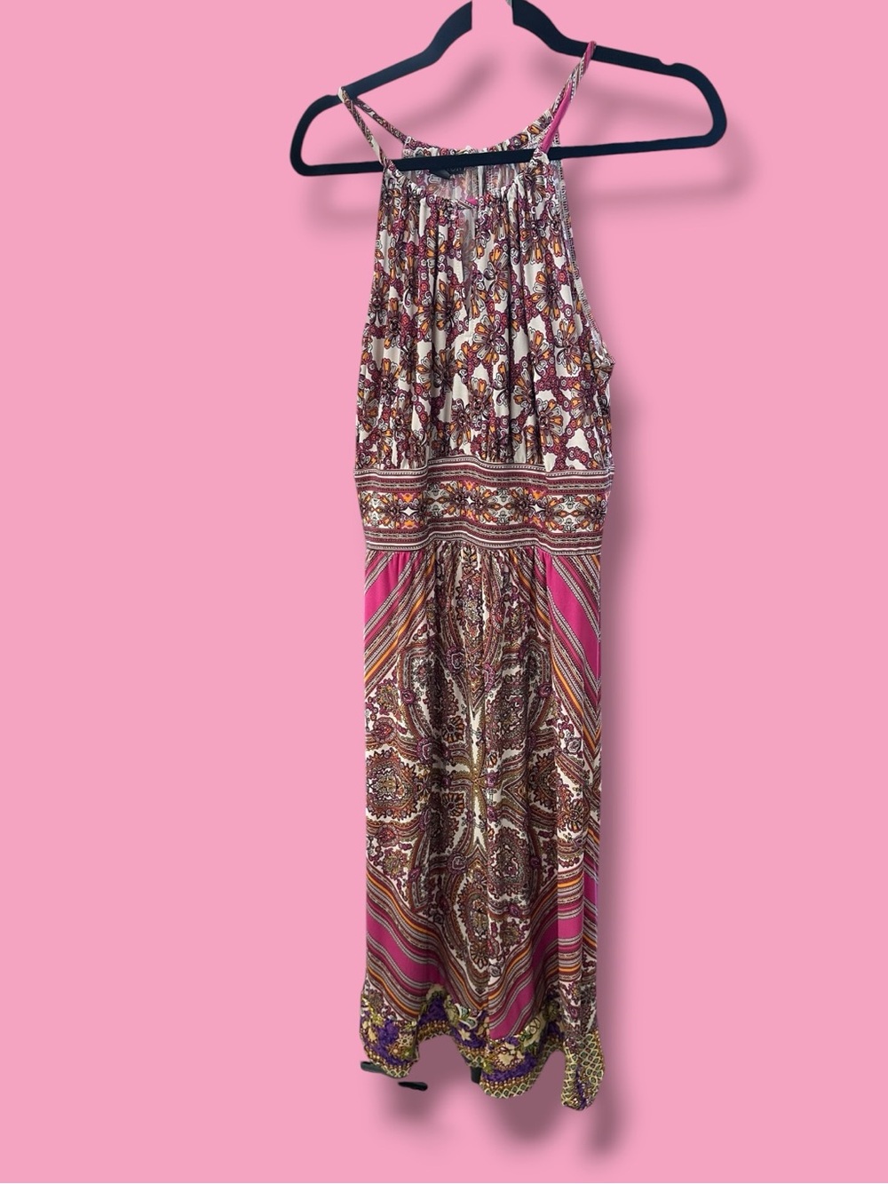 Covington Pink and Brown Paisley Halter Maxi Dress